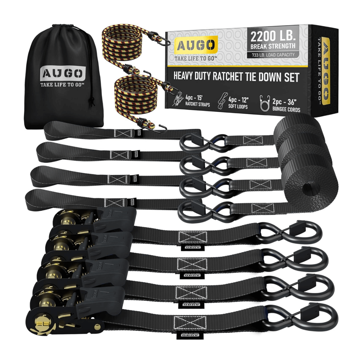 Kit 15pc de Cintas de Amarração com Catraca de 5m e Força de Ruptura de 1000kg – CargoClinch™