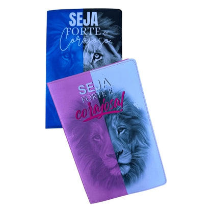 Kit Casal Cristão Fortes e Corajosos Azul e rosa