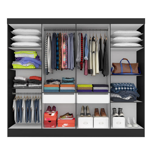 Guarda Roupa Casal Mayra 8 Portas Preto com Carvalho.