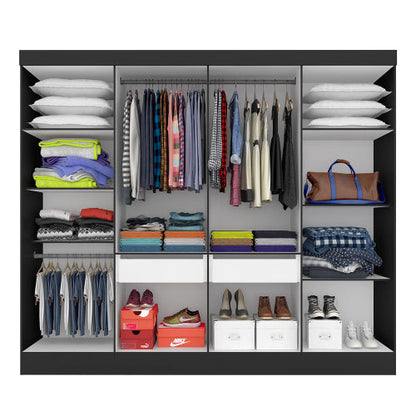 Guarda Roupa Casal Mayra 8 Portas Preto com Carvalho.