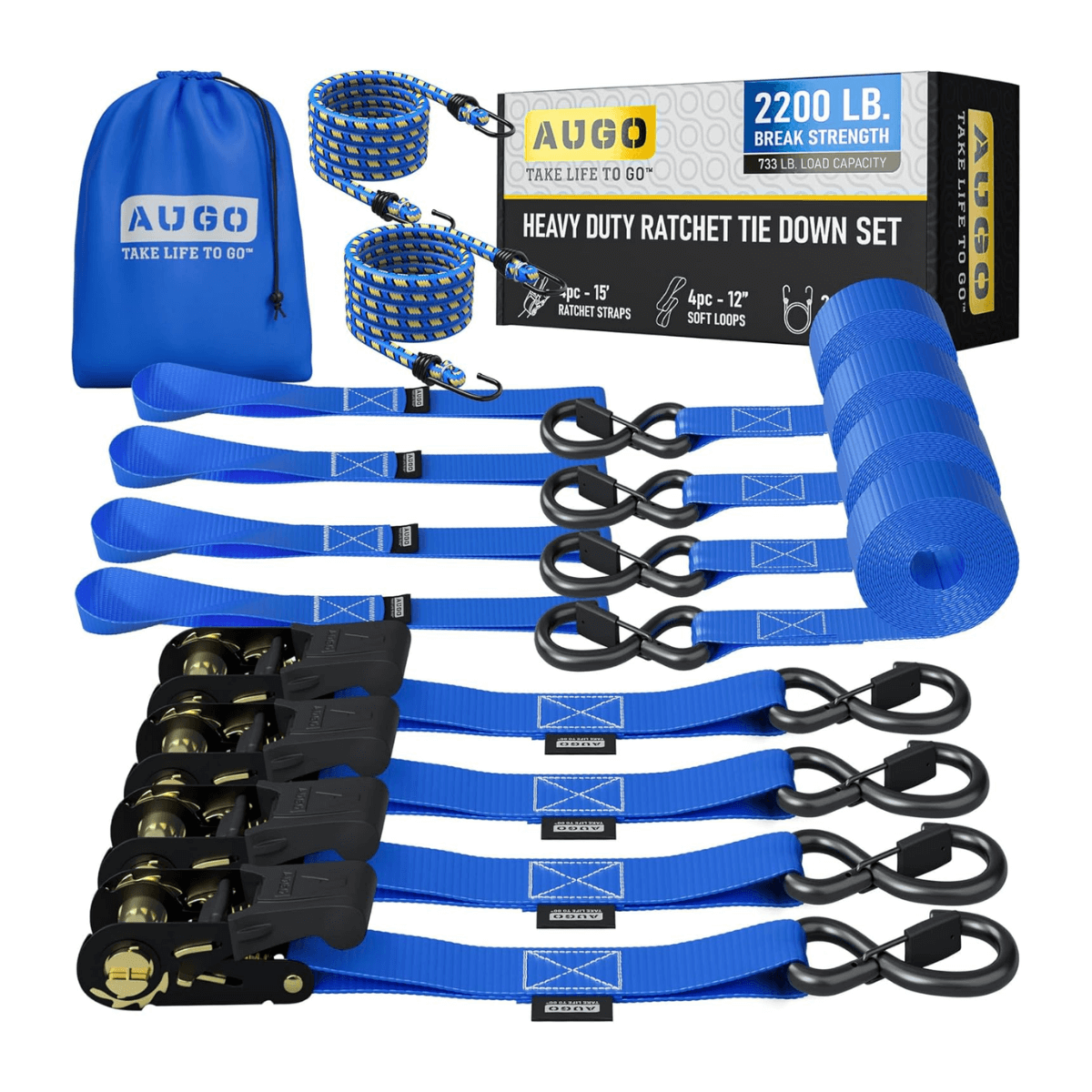 Kit 15pc de Cintas de Amarração com Catraca de 5m e Força de Ruptura de 1000kg – CargoClinch™