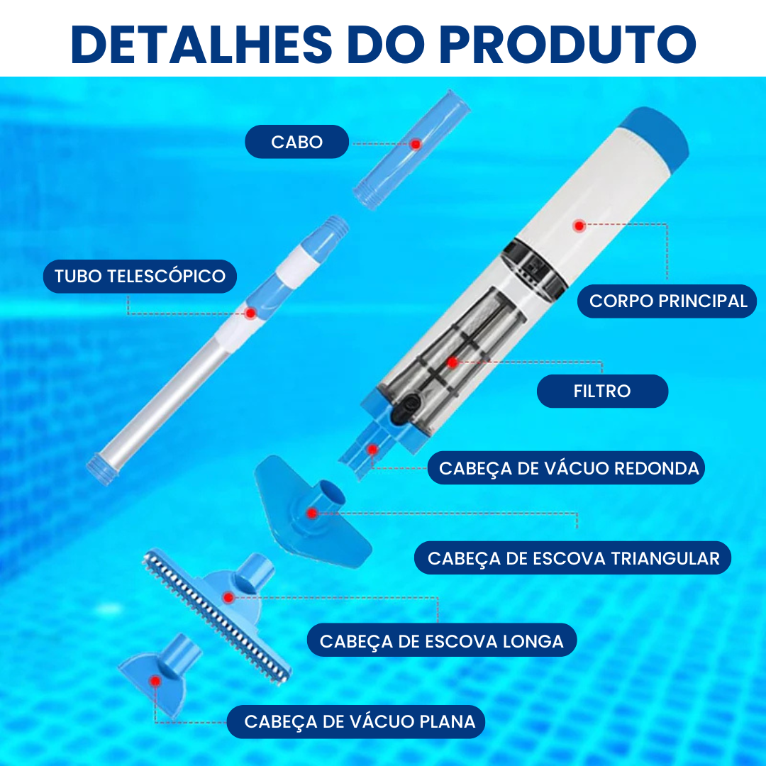 iToolMax –Aspirador de Piscina Recarregável 3 em 1 – Sem Fio, Prático e Potente