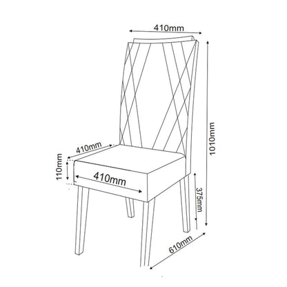 Mesa de Jantar Retangular Nubia com 4 Cadeiras Madeira Maciça Vegas Mel/Cinza/Grafite