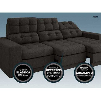 Sofá 3 Lugares Net Jobim Assento Retrátil e Reclinável Chocolate 2,05M (L) Chocolate