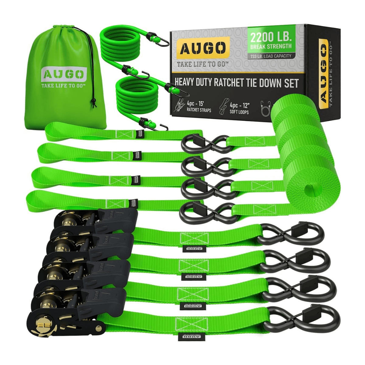 Kit 15pc de Cintas de Amarração com Catraca de 5m e Força de Ruptura de 1000kg – CargoClinch™