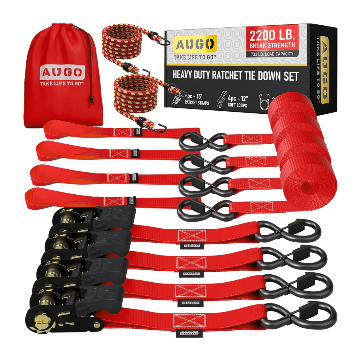 Kit 15pc de Cintas de Amarração com Catraca de 5m e Força de Ruptura de 1000kg – CargoClinch™