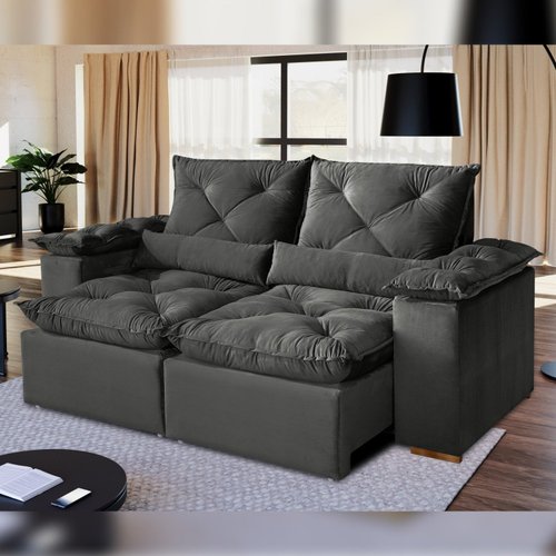 Sofá Retrátil e Reclinável  Lugares 2,00cm Londres Cinza