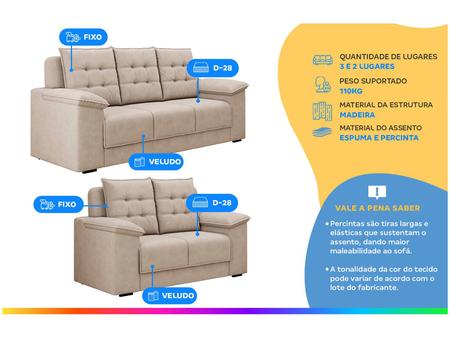 Conjunto de Sofás 3 e 2 Lugares Dubai BestHouse