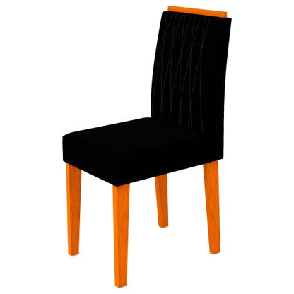 Conjunto Mesa de Jantar Bárbara 1,60m Tampo de Madeira com Vidro Colado com 6 Cadeiras Ana Ypê