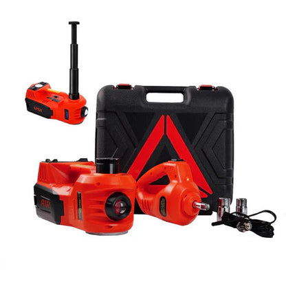 Kit Macaco Elétrico Multifuncional 3 em 1 com Chave de Impacto, Compressor de Ar e Luz LED + BRINDE (Kit limpeza automotiva)