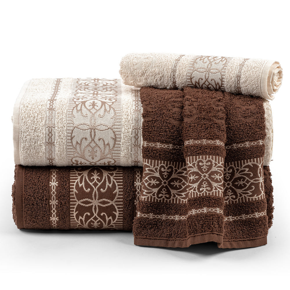 Jogo De Banho 5 Peças 370g/M² Munique Toalhas 100% Algodão Tabaco/Palha