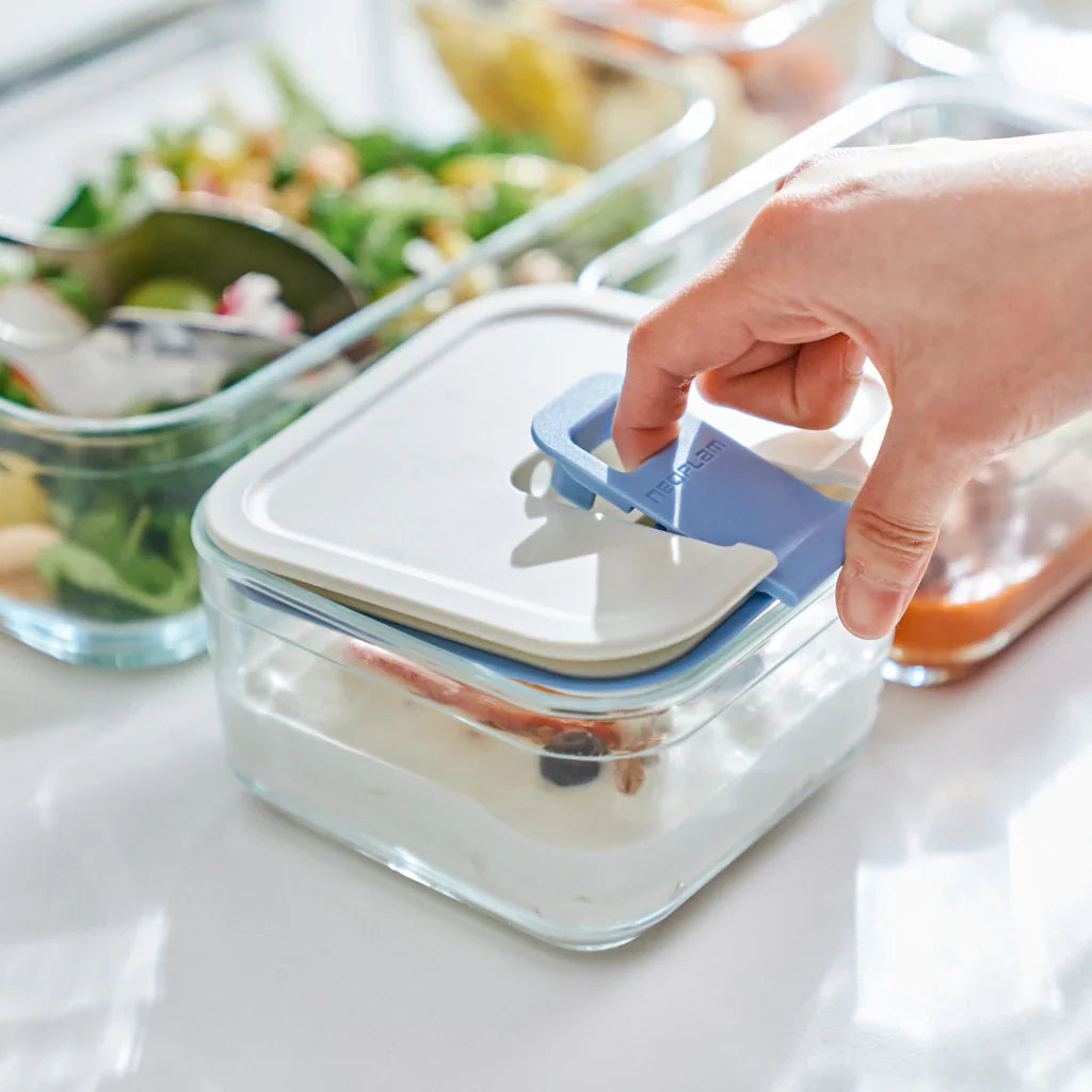 Conjunto de Potes de Vidro Herméticos Retangulares - 7 Unidades - Tampa com Alavanca - Perfect Seal